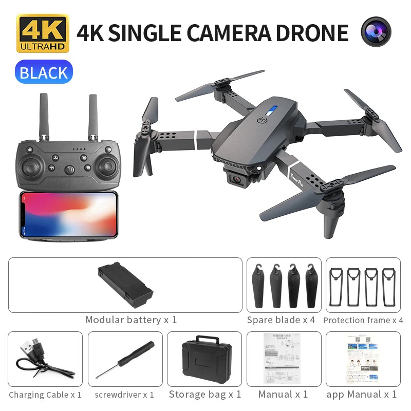 Drone Camera Hd - E88 프로 지능형 접이식 드론, 단일/듀얼