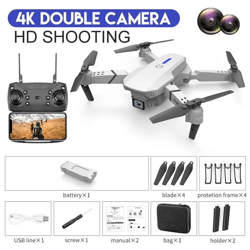 E88 프로 지능형 접이식 드론, 단일/듀얼 카메라 전 - Drone Camera Hd 리뷰 및 가격